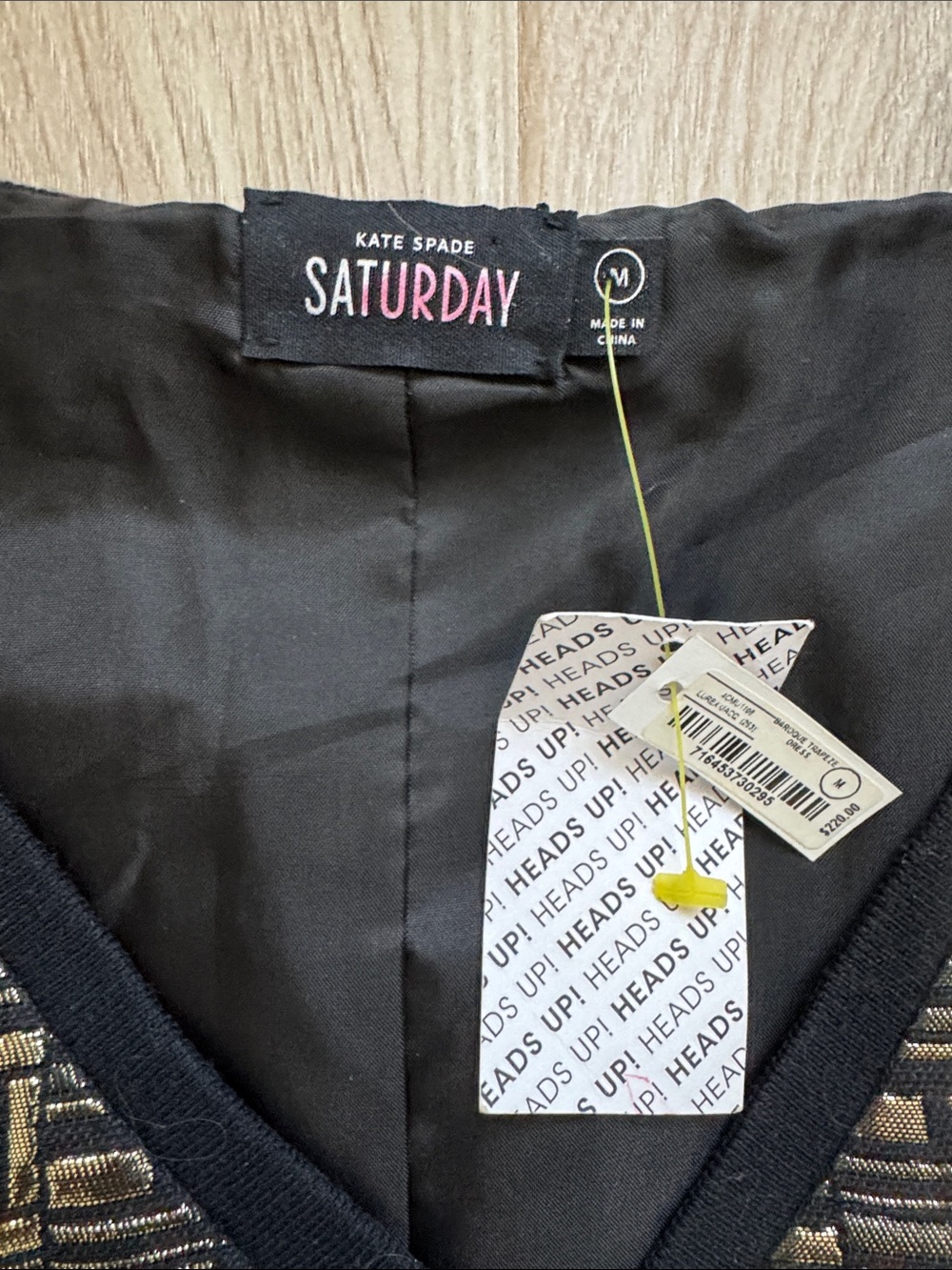 NWT Kate Spade Saturday Gold Metalic dress M